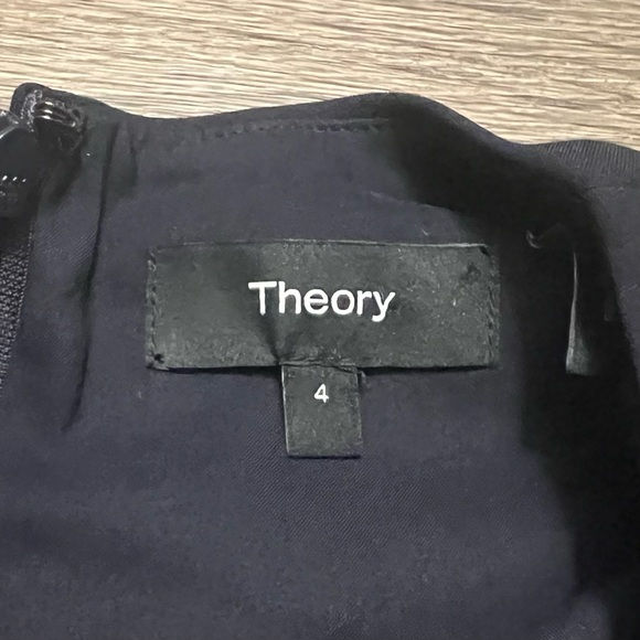 Theory Embroidered Shift Dress Admiral Crepe Navy Blue Black Size 4 - Picture 5 of 9